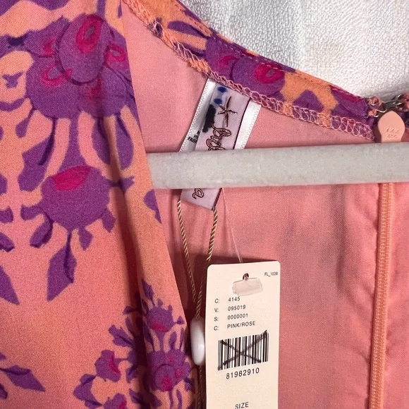 NWT Luli Fama x Anthropologie Printed Deep-V maxi Dress in pink - Picture 8 of 9